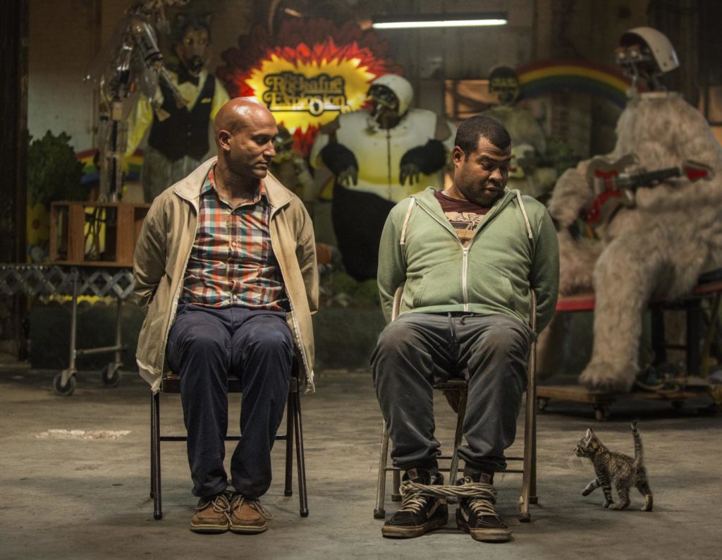This image released by Warner Bros. Entertainment shows Keegan-Michael Key, left, and Jordan Peele in a scene from "Keanu." (Steve Dietl/Warner Bros. Entertainment via AP)